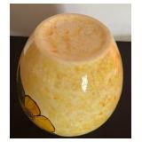 Vintage Ceramic Vase with Yellow Floral Design, 6 Inches Tall