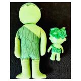 Vintage Jolly Green Giant Plush Stuffed Doll and Vintage Jolly Green Giant "Little Sprout"