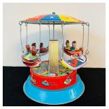 Vintage Tin Wind Up Toy Airship Carousel