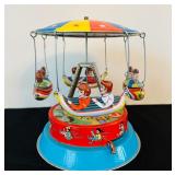 Vintage Tin Wind Up Toy Airship Carousel
