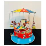 Vintage Tin Wind Up Toy Airship Carousel