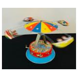 Vintage Tin Wind Up Toy Airship Carousel