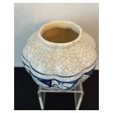 Blue and White Pottery Rabbit Plate and Decorative Pot