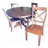 5-Piece Wood Dining Set with Round Table and 4 Cross-Back Chairs