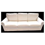 White Leather 3-Seat Sofa with Rolled Arms