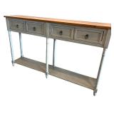 Wood Console Table with 4 Drawers and Lower Shelf