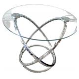 Modern Glass Top End Table with Chrome Bases