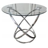 Modern Glass Top End Table with Chrome Bases