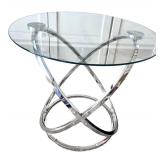 Modern Glass Top End Table with Chrome Bases