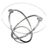 Modern Glass Top End Table with Chrome Bases