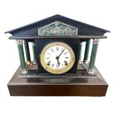 Antique Mantel Clock with Roman Numerals and Column Design