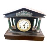 Antique Mantel Clock with Roman Numerals and Column Design