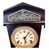 Antique Mantel Clock with Roman Numerals and Column Design
