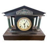 Antique Mantel Clock with Roman Numerals and Column Design
