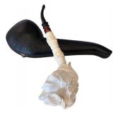 Hand-Carved Meerschaum Pipe with Decorative Case