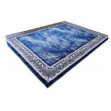 Set of 3 Blue Area Rugs and Runners with Ornate Borders