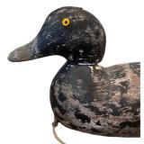 Antique Wooden Duck Decoy with Weight and Line