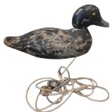 Antique Wooden Duck Decoy with Weight and Line