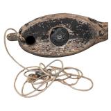 Antique Wooden Duck Decoy with Weight and Line