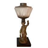 Set of 4 Antique Style Figural Lamps with Frosted Glass Shades