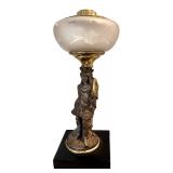 Set of 4 Antique Style Figural Lamps with Frosted Glass Shades