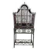 Vintage Ornate Metal Bird Cage with Stand