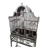 Vintage Ornate Metal Bird Cage with Stand