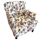 Floral Upholstered Armchair with Rolled Arms