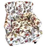 Floral Upholstered Armchair with Rolled Arms