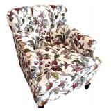 Floral Upholstered Armchair with Rolled Arms