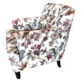 Floral Upholstered Armchair with Rolled Arms