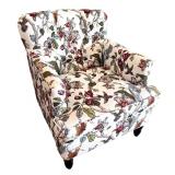 Floral Upholstered Armchair with Rolled Arms