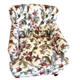 Floral Upholstered Armchair with Rolled Arms