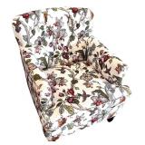 Floral Upholstered Armchair with Rolled Arms