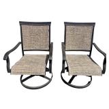 Set of 2 Outdoor Swivel Patio Chairs with Cushioned Seats