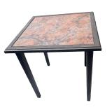 Square Side Table with Faux Marble Top and Metal Frame