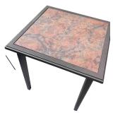 Square Side Table with Faux Marble Top and Metal Frame