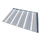 Striped Blue and White Outdoor Rug
