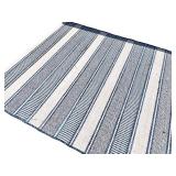 Striped Blue and White Outdoor Rug