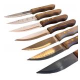 Set of 7 Tramontina Stainless Steel Steak Knives with Wooden Handles