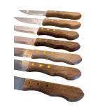 Set of 7 Tramontina Stainless Steel Steak Knives with Wooden Handles