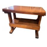 Solid Wood Side Table with Lower Shelf