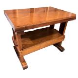 Solid Wood Side Table with Lower Shelf