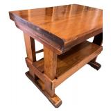 Solid Wood Side Table with Lower Shelf