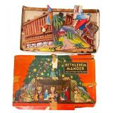 Vintage Bethlehem Manger Pop-Up Set and Tin Litho Car Toys Collection