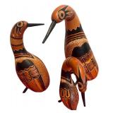 Set of 3 Handcrafted Painted Wooden Bird Figurines