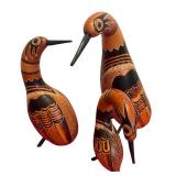 Set of 3 Handcrafted Painted Wooden Bird Figurines