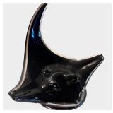 Black Art Glass Manta Ray Sculpture