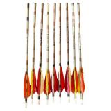 Set of 9 Easton Gamegetter II Camouflage Aluminum Arrows with Feather Fletching
