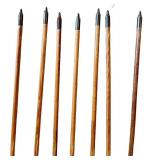 Set of 7 Wooden Arrows with Blue and White Fletching
